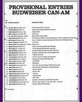 Entry List - Can-Am Mosport 1985