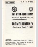 Programme Cover - DARM Avus [GT+2.0/T+2.0] 1975