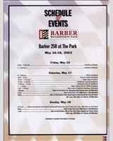 Schedule of Events - Barber 250 Miles 2003