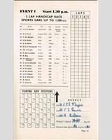 Entry List - Boreham National - Handicap Sports under 1500 1952