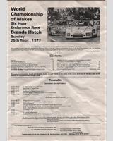 Schedule of Events - Brands Hatch 6 Hours 1977