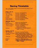 Schedule of Events - GP Great Britain 1978