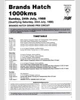 Schedule of Events - Brands Hatch 1000 Kilometres 1988