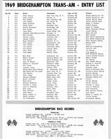 Entry List - Trans-Am Bridgehampton 1969