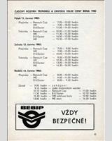Schedule of Events - Grand Prix Brno 1982