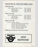 Schedule of Events - Grand Prix Brno 1984
