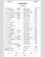 Entry List - BMRC Charterhall [Racing Handicap] 1958