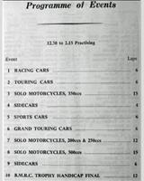 Schedule of Events - BMRC Charterhall [BMRC Trophy Handicap] 1962