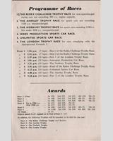 Schedule of Events - Crystal Palace - Norbury Trophy 1957