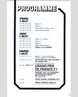 Schedule of Events - GP France 1974