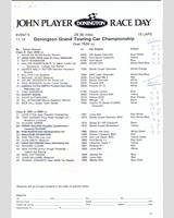 Entry List - MN GT Donington 1979