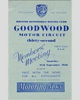 Programme Cover - BARC Goodwood 1958