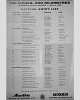 Entry List - Harewood Acres 500 Kilometres 1959