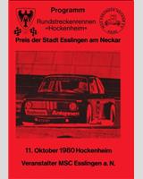 Programme Cover - Esslingen Preis Hockenheim 1980