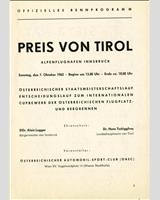 Schedule of Events - Preis von Tirol [Sports] 1962