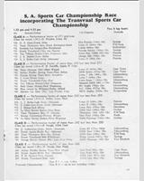 Entry List - South African Sports Car Championship Kyalami Rand Winter 1965