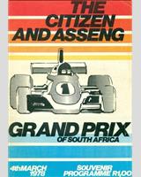 Programme Cover - GP South Africa 1978