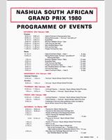 Schedule of Events - GP South Africa 1980