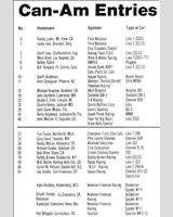 Entry List - Can-Am Laguna Seca 1979