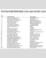 Entry List - Can-Am Laguna Seca 1981