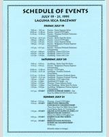 Schedule of Events - Laguna Seca 300 Kilometres 1991