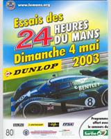 Programme Cover - Le Mans Test 2003
