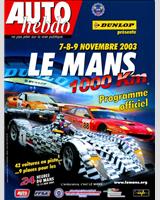Programme Cover - Le Mans 1000 Kilometres 2003