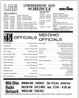 Schedule of Events - Mid-Ohio 500 Miles 1980