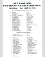 Entry List - Trans-Am Mid-Ohio 1982