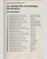 Entry List - GP Monaco 1977