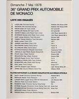 Entry List - GP Monaco 1978