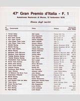 Entry List - GP Italy 1976