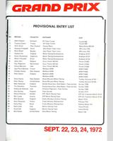 Entry List - GP Canada 1972