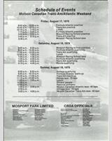 Schedule of Events - Trans-Am Mosport 1979