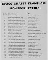 Entry List - Trans-Am Mosport 1981