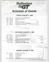 Schedule of Events - Mosport 1000 Kilometres 1984