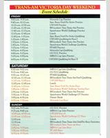 Schedule of Events - Canada GT Mosport Trans-Am 1999