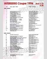 Entry List - Interserie Most 1994