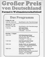 Schedule of Events - DRM Nürburgring Rheinland-Pfalz Preis 1976