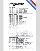 Schedule of Events - GP France 1978