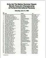 Entry List - Trans-Am Portland 1986