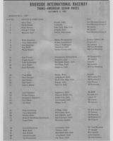 Entry List - Riverside 250 Miles Trans-Am 1968