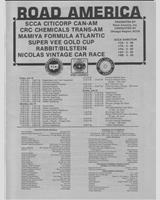 Schedule of Events - Trans-Am Road America 1980
