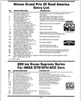 Entry List - Road America 300 Kilometres 1991