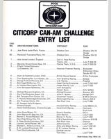 Entry List - Can-Am Road Atlanta 1978