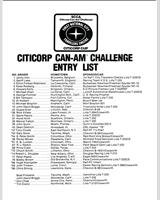 Entry List - Can-Am Road Atlanta 1979