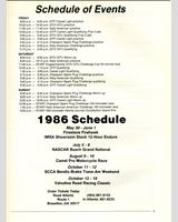 Schedule of Events - Road Atlanta IMSA GTO 1986