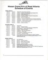 Schedule of Events - Road Atlanta 300 Kilometres 1991