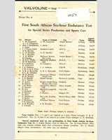 Entry List - South African 6 Hours 1957