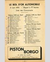Entry List - Bol d'Or 1951
